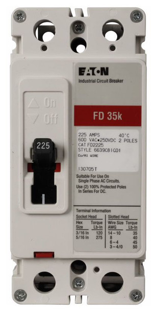 Eaton FD2080 Molded Case Breakers (MCCBs) FD 2P 80A 600V 50/60Hz 2Ph F Frame EA