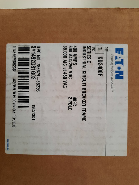 Eaton KD2400F Molded Case Breakers (MCCBs) KD 2P 400A 600V 50/60Hz 2Ph K Frame