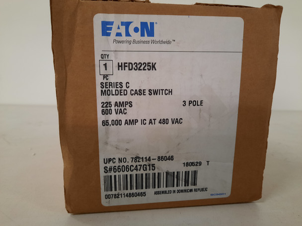 Eaton HFD3225K Molded Case Breakers (MCCBs) HFD 3P 225A 600V 50/60Hz 3Ph F Frame