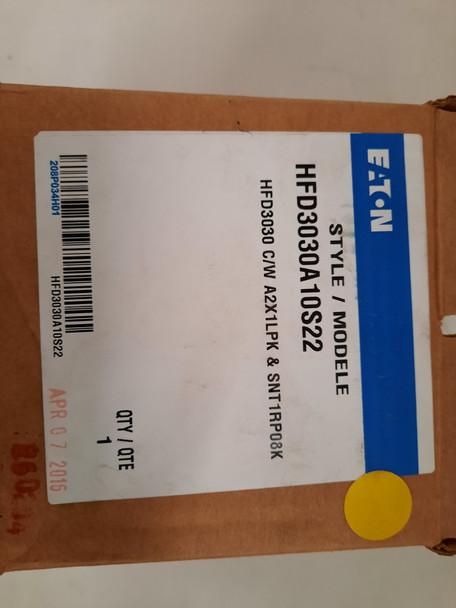 Eaton HFD3030A10S22 Molded Case Breakers (MCCBs) HFD 3P 30A 600V 50/60Hz 3Ph F Frame