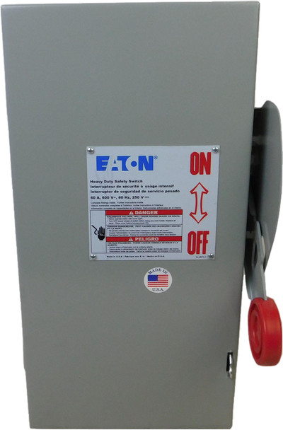 Eaton DH362NGK Safety Switches DH 3P 60A 600V 50/60Hz 3Ph Fusible w/ Neutral 4Wire EA NEMA 1