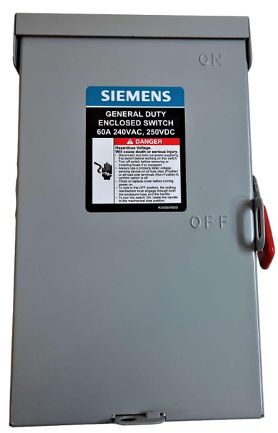 Siemens GF322NA Safety Switches GF 3P 60A 240V 50/60Hz 3Ph Fusible 4Wire NEMA 1