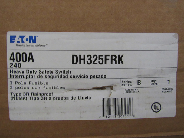 Eaton DH325FRK Heavy Duty Safety Switches DH 3P 400A 240V 50/60Hz 3Ph EA NEMA 3R