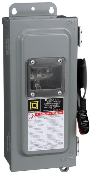 Square D HU361AWKVW Safety Switches HU 3P 30A 600V 50/60Hz 3Ph Non-Fusible 3Wire NEMA 3R/12