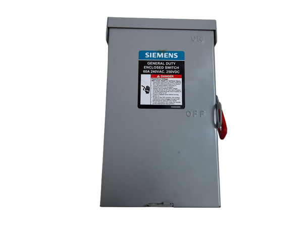 Siemens GF322NRA Safety Switches GF 3P 60A 240V 50/60Hz 3Ph Fusible 4Wire NEMA 3R