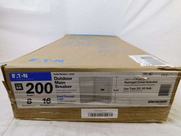 Eaton BR816B200RF Loadcenters and Panelboards BR 1P 200A 240V 50/60Hz 1Ph 3Wire 16Cir 8Sp NEMA 3R