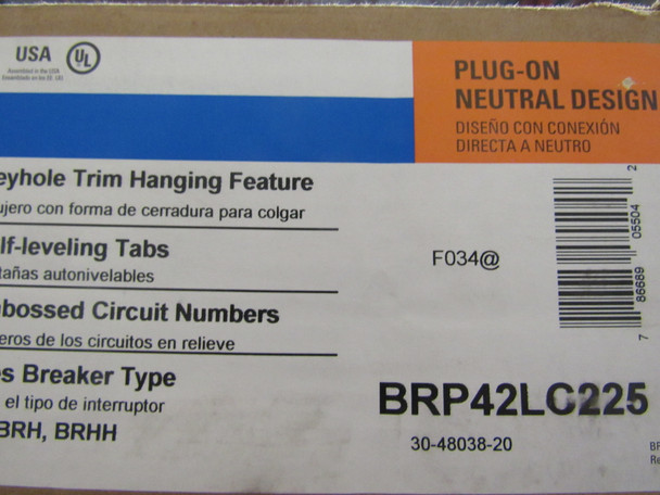 Eaton BRP42LC225 Loadcenters and Panelboards BR 1P 225A 240V 50/60Hz 1Ph 3Wire 84Cir 42Sp NEMA 1
