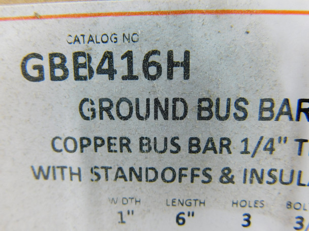 Greaves GBB416H Meter and Meter Socket Accessories Ground Bus Bar Copper Bus 0.25in