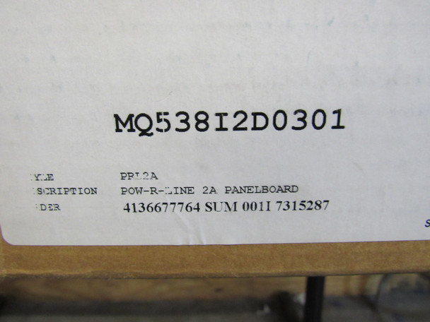 Eaton MQ538I2D0301 Loadcenters and Panelboards PRL2A 100A 208V 50/60Hz 3Ph 4Wire 30Cir 30Sp NEMA 3R