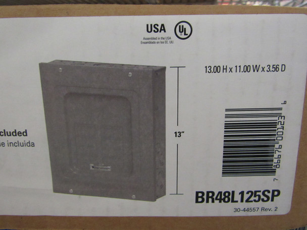 Eaton BR48L125SP Loadcenters and Panelboards BR 8P 125A 240V 50/60Hz 1Ph 3Wire 8Cir 4Sp EA NEMA 1