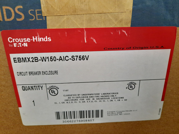 Eaton EBMX2B-W150-AIC-S756V Electrical Enclosures Circuit Breaker Enclosure 150A 600V Explosion-Proof Clamped