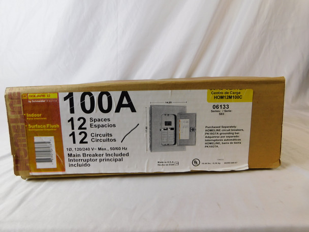 Square D HOM12M100C Loadcenters and Panelboards HOM 2P 100A 120V 50/60Hz 1Ph 3Wire 12Cir 12Sp NEMA 1 50/60Hz