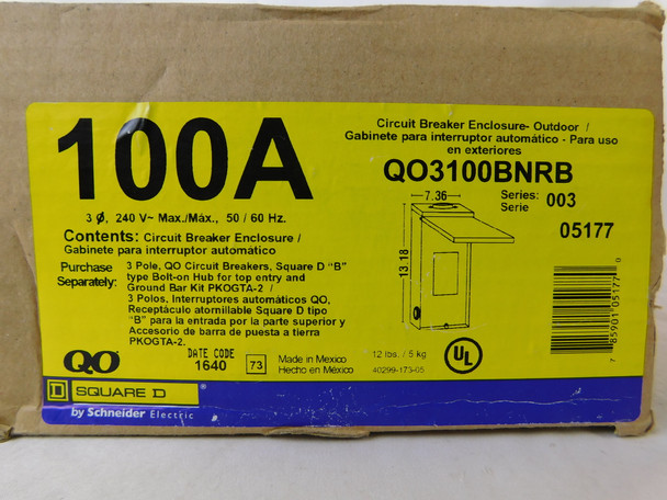 Square D QO3100BNRB Electrical Enclosures 100A 240V 50/60Hz 1Ph NEMA Type 3R 50/60Hz