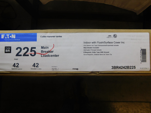 Eaton 3BR4242B225 Loadcenters and Panelboards BR 225A 240V 50/60Hz 3Ph 4Wire 42Cir 42Sp NEMA 1
