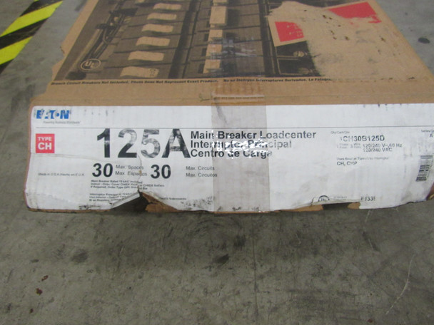 Eaton CH30B125D Loadcenters and Panelboards CH 125A 240V 50/60Hz 1Ph 3Wire 30Cir 30Sp NEMA 1
