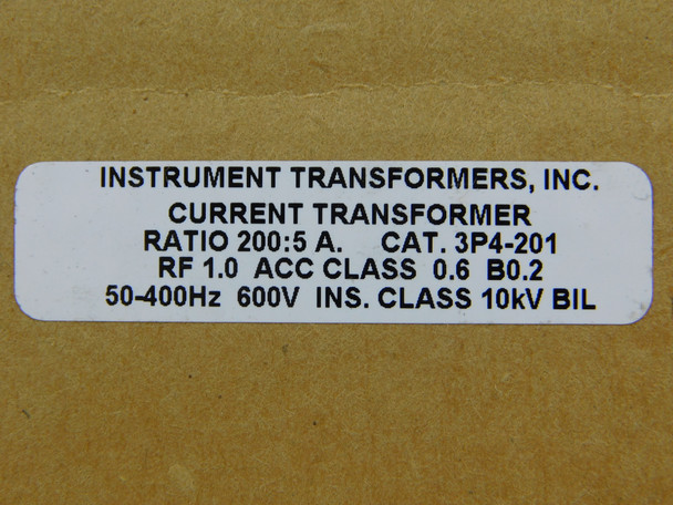 Instrument Transformers Inc 3P4-201 Current Transformers 200:5A 600V 50-400Hz