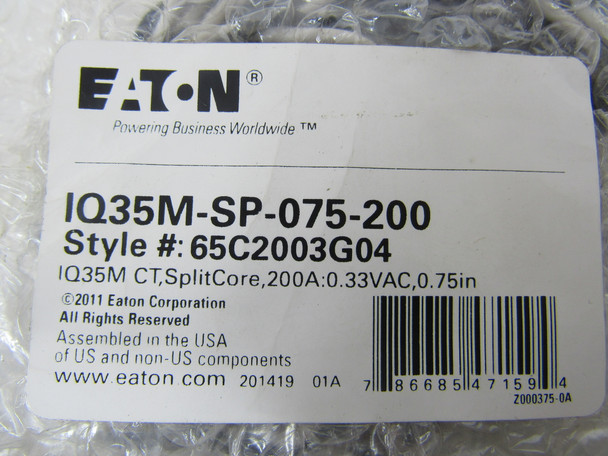 Eaton IQ35M-SP-075-200 Current Transformers Split Core 200A 0.33V 50/60Hz Eaton IQ35M-SP-075-200 Current Transformers Split Core 200A 0.33V 50/60Hz