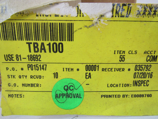 Eaton TBA100 Terminal Blocks 3P 175A 50/60Hz