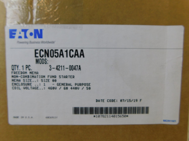 Eaton ECN05A1CAA Enclosed Motor Starters FVNR 440V 50/60Hz NEMA Type 1 NEMA Size 0 Non-Combination