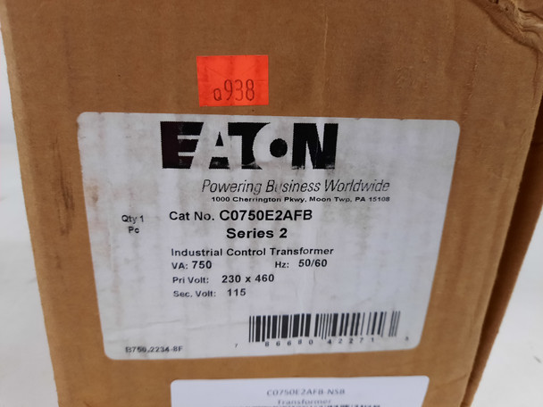 Eaton C0750E2AFB Control Transformers MTE 750VA 460V 50/60Hz EA