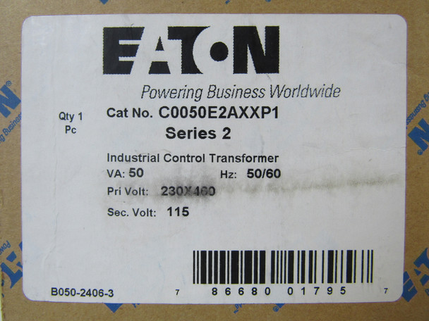 Eaton C0050E2AXXP1 Control Transformers MTE 460V 50/60Hz Secondary Voltage: 115V 50VA