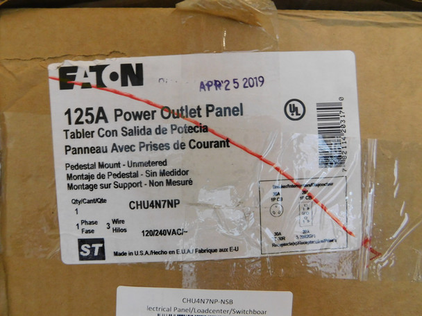 Eaton CHU4N7NP Power Outlet Panels 125A 120/240VAC 1Ph 3Wire