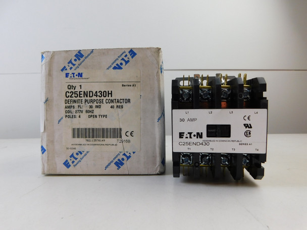 Eaton C25END430H Definite Purpose Contactors Non-Reversing 4P 30A 277V E Frame
