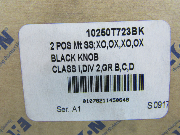 Eaton 10250T723BK Selector Switches Non-Illuminated 2NO 2NC 2 Position Black EA NEMA 3/3R/4/4X/12/13