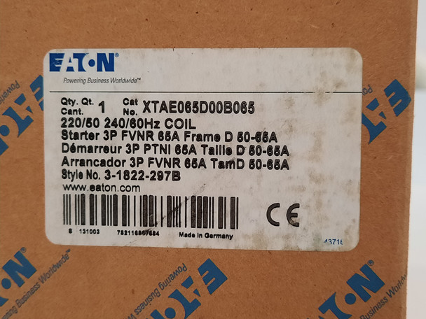 Eaton XTAE065D00B065 Non-Reversing Starters FVNR 3P 65A 240V 50/60Hz D Frame