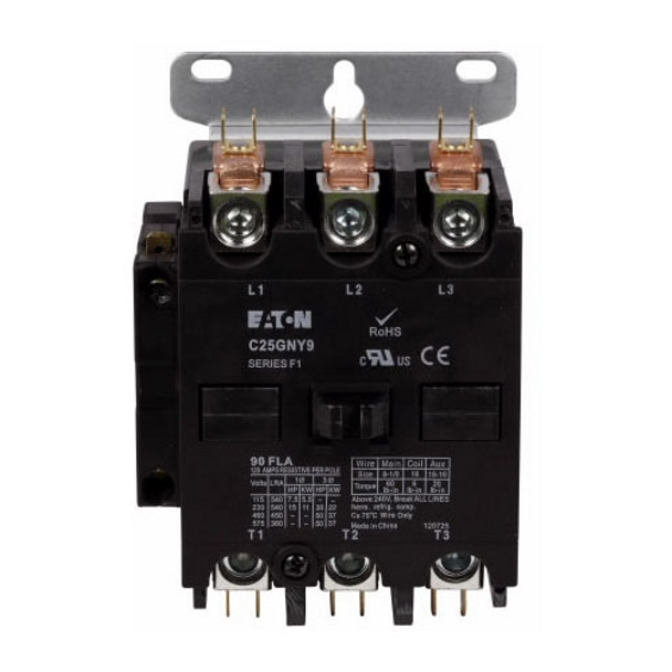 Eaton C25GNY8 Definite Purpose Contactors Non-Reversing 3P 90A 120V 50/60Hz