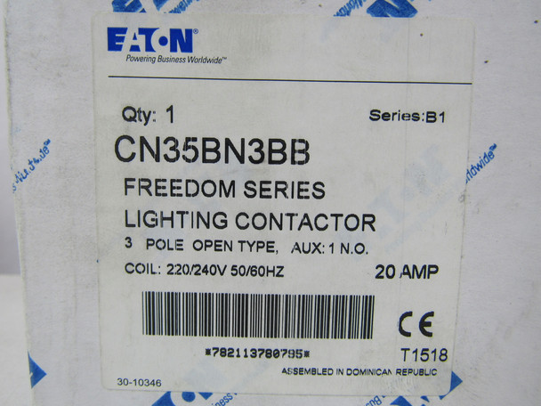 Eaton CN35BN3BB Lighting Contactors 3P 20A 240V 50/60Hz 1NO