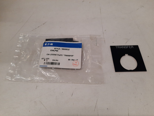 Eaton E34LP93 Contact Blocks and Other Accessories Legend Plate Black
