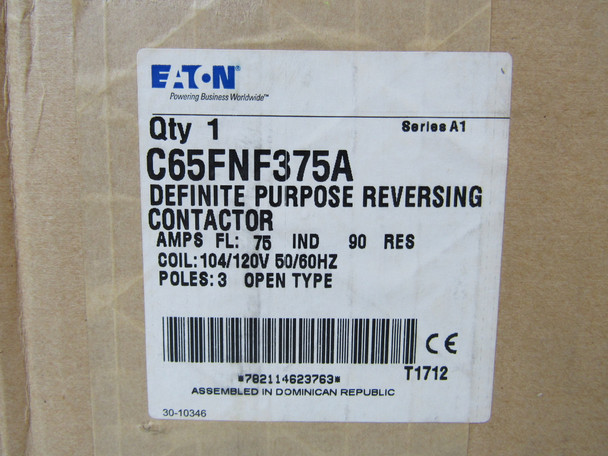 Eaton C65FNF375A Definite Purpose Contactors Reversing 3P 75A 120V