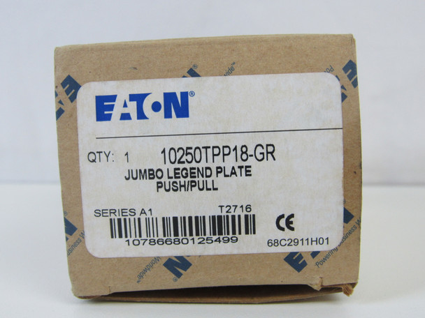 Eaton 10250TPP18-GR Contact Blocks and Other Accessories Legend Plate Jumbo Legend Plate Push-Pull