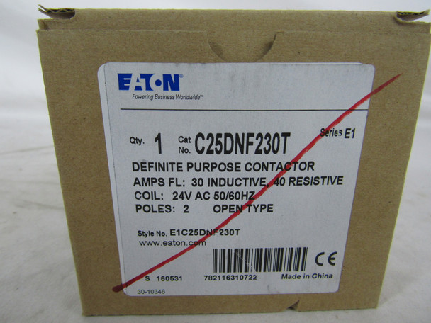 Eaton C25DNF230T Definite Purpose Contactors Open 2P 30A 24VAC 50/60Hz 1BOX