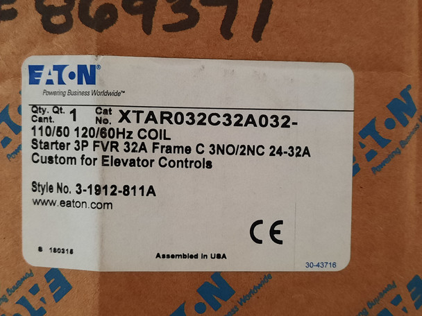 Eaton XTAR032C32A032 Reversing Starters 3P 32A 120V 50/60Hz C Frame 3NO 2NC