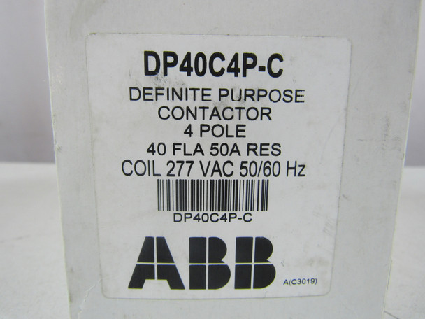 Abb DP40C4P-C Definite Purpose Contactors Non-Reversing 4P 40A 277V 3Ph 25HP