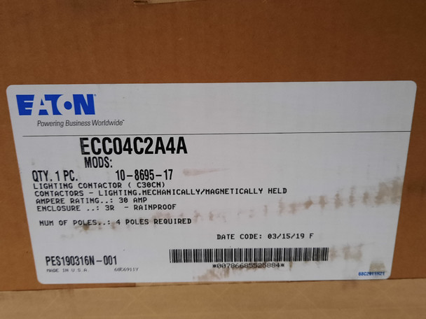 Eaton ECC04C2A4A Enclosed Contactors Lighting Contactor 4P 30A 120V NEMA 3R Non-Combination Mechanically Held