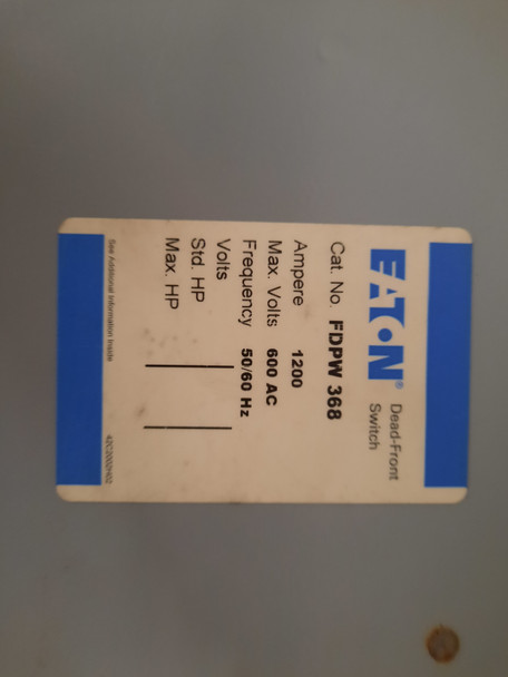 Eaton FDPW-368 Other Sensors and Switches 1200A 600V 50/60Hz