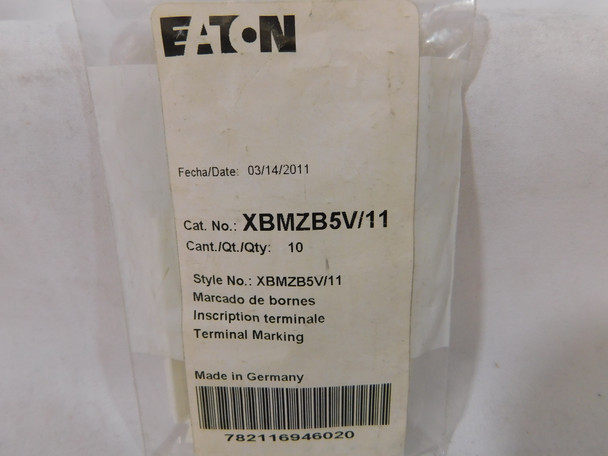 Eaton XBMZB5V/11 Contact Accessories Marker Tag 10PK