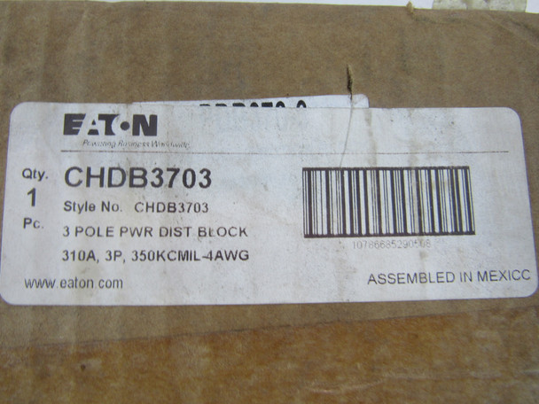 Eaton CHDB3703 Terminal Blocks Power Distribution Block 3P 310A