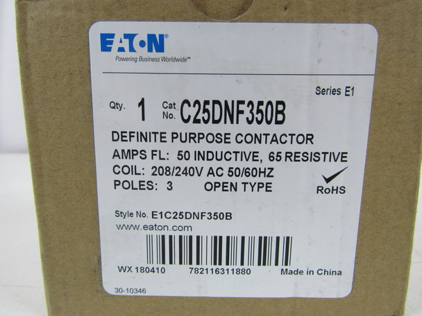 Eaton C25DNF350B Definite Purpose Contactors 3P 50A 240V EA