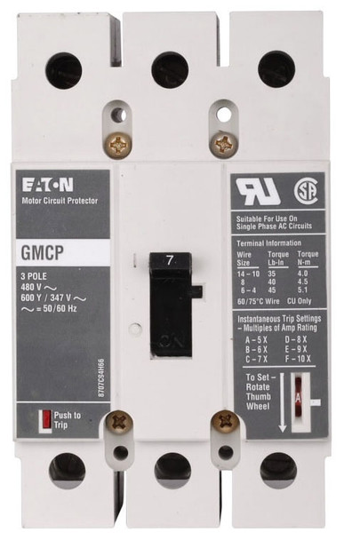 Eaton GMCP015E0C Manual Motor Protectors GMCP 3P 15A 600V