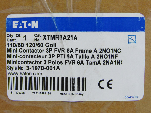 Eaton XTMR6A21A Other Contactors Mini Reversing 3P 6A 120V 50/60Hz A Frame 2NO 1NC