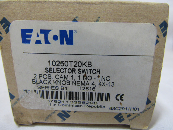 Eaton 10250T20KB Selector Switches Non-Illuminated 1NO 1NC 2 Position Black EA NEMA 3/3R/4/4X/12/13