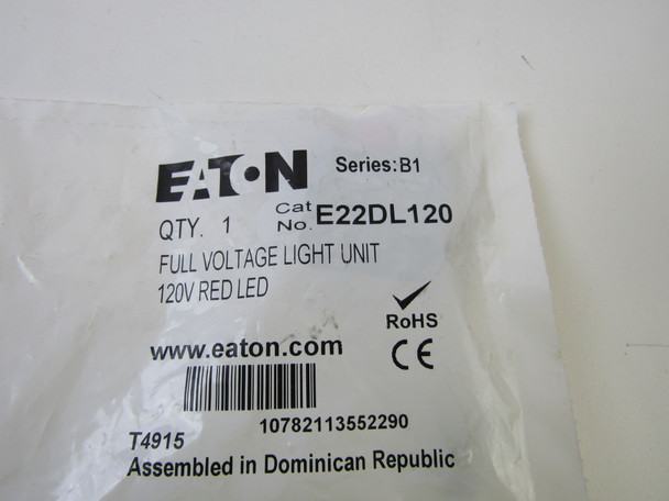 Eaton E22DL120 Pilot Lights Non-metallic Heavy-Duty 120V Red