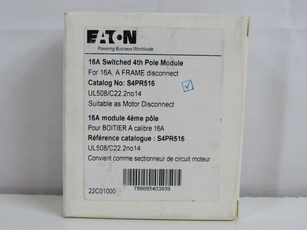 Eaton S4PR516 Disconnect Switches Fourth Pole Module 1P 16A A Frame EA