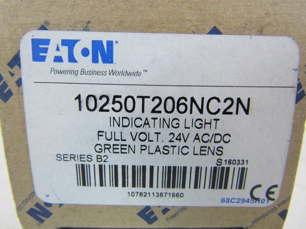 Eaton 10250T206NC2N Indicating Lights Incandescent 24V Green EA NEMA 3/3R/4/4X/12/13 Watertight/Oiltight