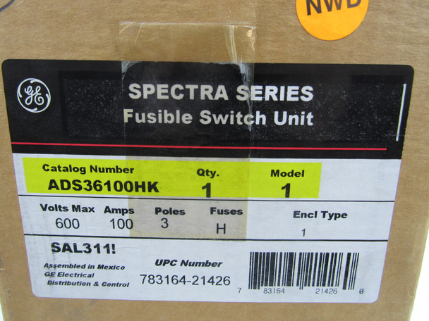 ADS36100HK Switch Accessories 3P 100A 600V NEMA Type 1