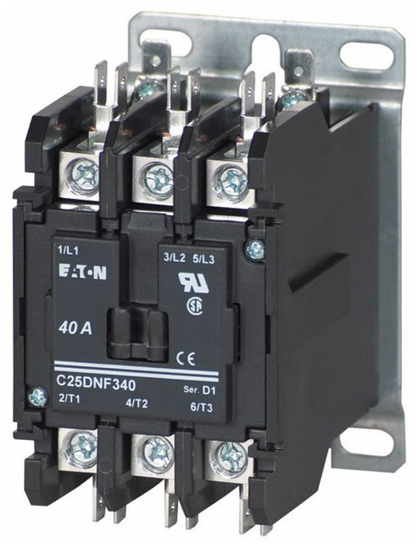 Eaton C25DNF340A Definite Purpose Contactors Non-Reversing 3P 40A 120V 50/60Hz D Frame EA